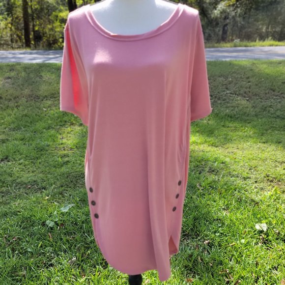 Plus Size Short Sleeve Shirt with Button Detail - Picture 1 of 3